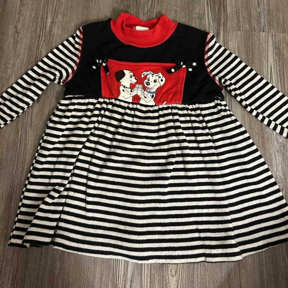 101 Dalmations vintage Striped Black and White Dress 3T - Picture 1 of 5